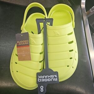 NWT Lime Rugged Shark Clog Shoes Sandals Men's Size 8 Bright Color Yellow Green
